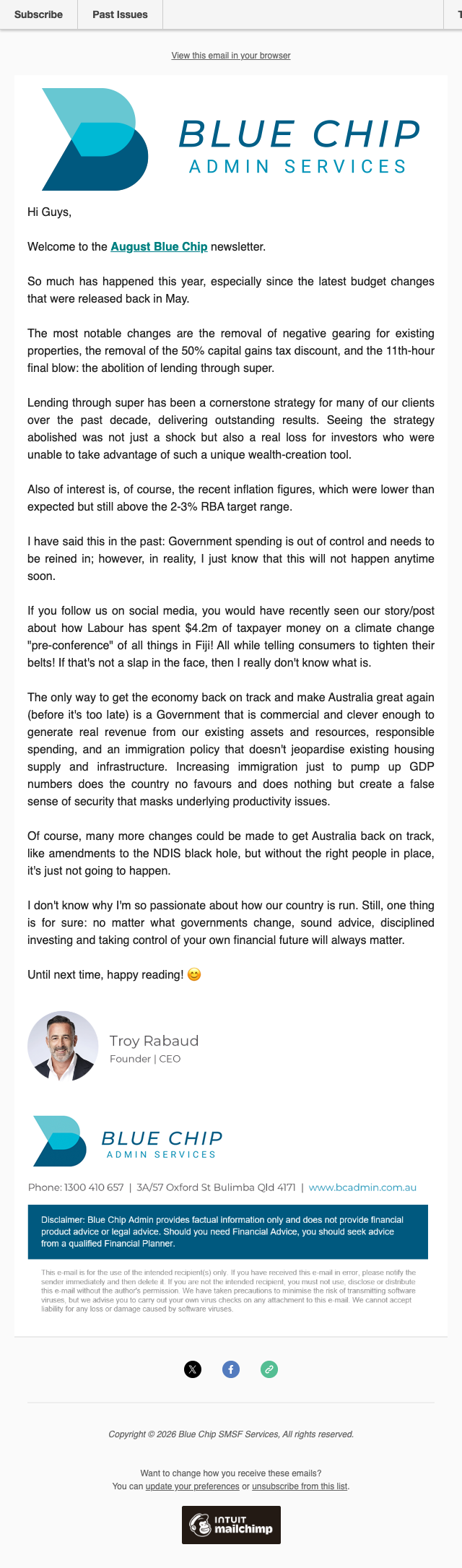 Original August email